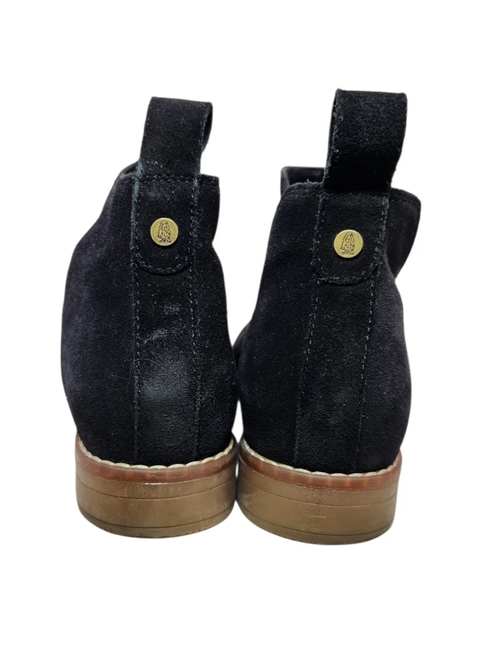 Hush Puppies Women's Black Suede Ankle Booties Slip On Boho Comfort Shoes Sz 8